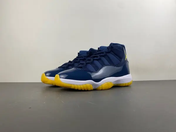 Air Jordan 11 Retro Legend Blue, White, Midnight Blue, White, and Yellow (Style Code: AT7802-115)