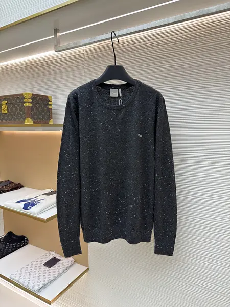 Dior monogrammed color-blocked embroidered wool knit sweater