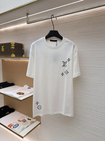 LOUIS VUITTON Crew Neck Short Sleeve with Zigzag Embroidery