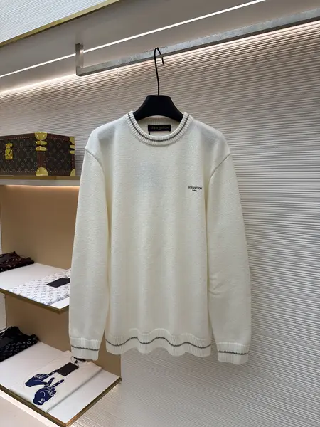 LOUIS VUITTON Letter Embroidery Color Block Striped Wool Knit Sweater