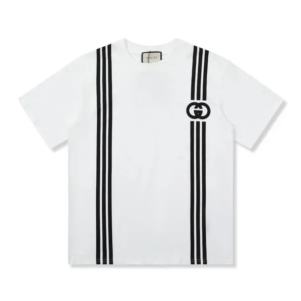 Gucci  23SS double G vertical stripe foam printed t-shirt