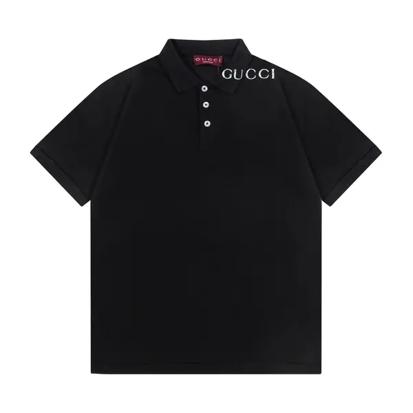 Letter Print with Contrast Collar Polo Shirt