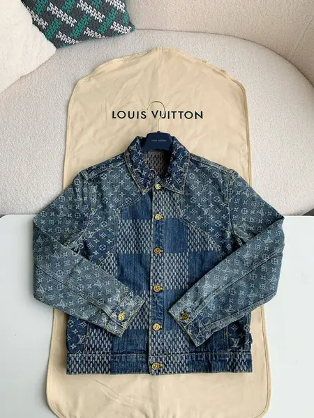 Louis Vuitton Classic Logo printed all over patchwork denim jacket