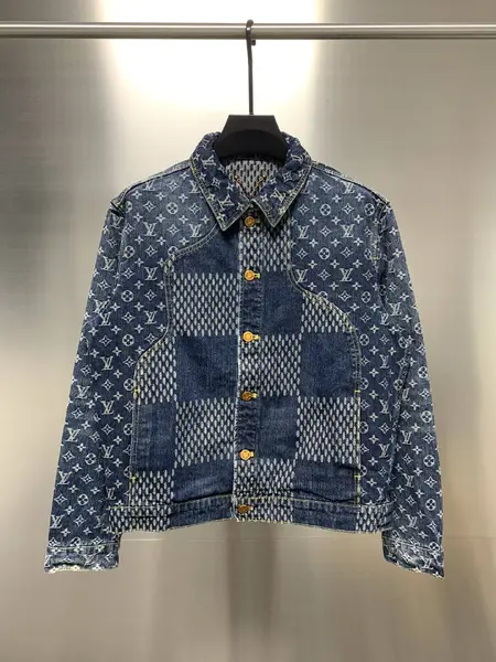 Louis Vuitton Classic Logo printed all over patchwork denim jacket