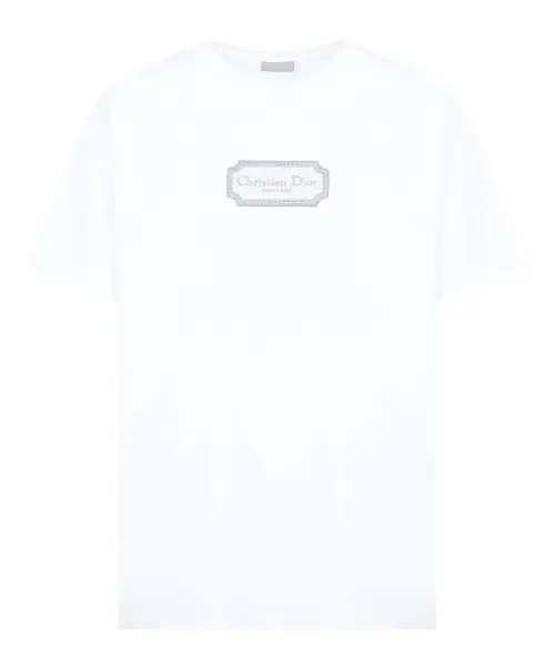 Rectangular Brand Print Crewneck T-Shirt