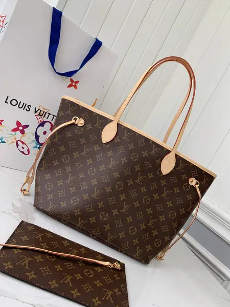 L*V NEVERFULL Apricot Medium Shopping Bag M40995, Top Quality Size: 31 * 28 * 14cm