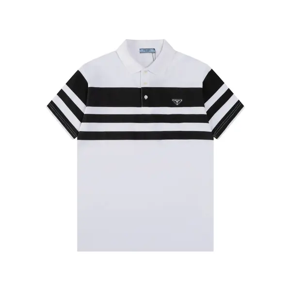 Stripe Stitching Polo T Shirt