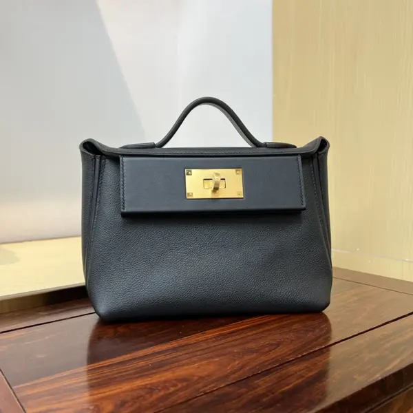 Hermès new Kelly2424mini handmade glacier white evercolor Swift leather size: 21cm