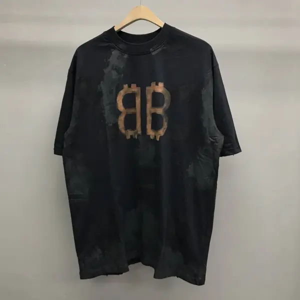 Balenciaga BB Industrial Cement Painted T-Shirt