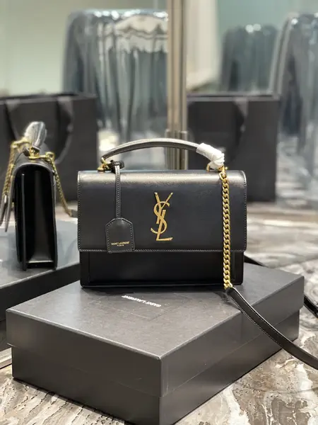 Ysl Sunset Medium Top Handle In Smooth Leather