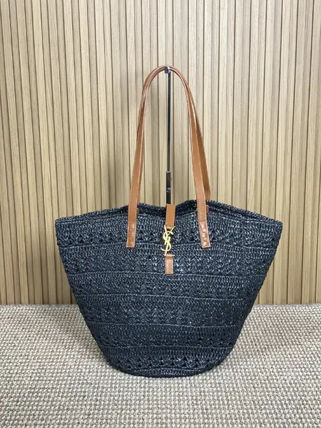 YSL straw tote basket, pure handmade. 685618 Size: 55*31*28cm