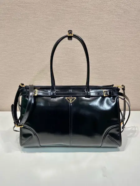 Pr*da Bonnie large leather handbag