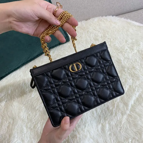 Dior Caro Zipped Pouch With Chain