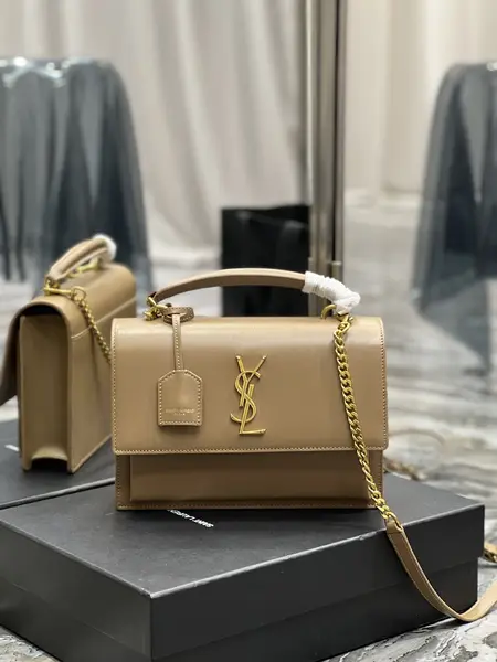 Ysl Sunset Medium Top Handle In Smooth Leather
