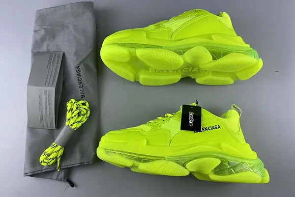 BALENCIAGA TRIPLE S CLEAR SOLE L.FREE DOU.FOAM/NOT WASHED SO FLUO YELLOW 541624 W2FF1 5842