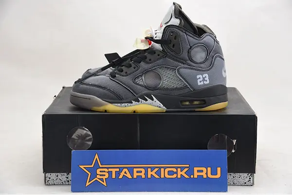 OFF WHITE AIR JORDAN 5 SP BLACK MUSLIN FIRE RED CT8480-001