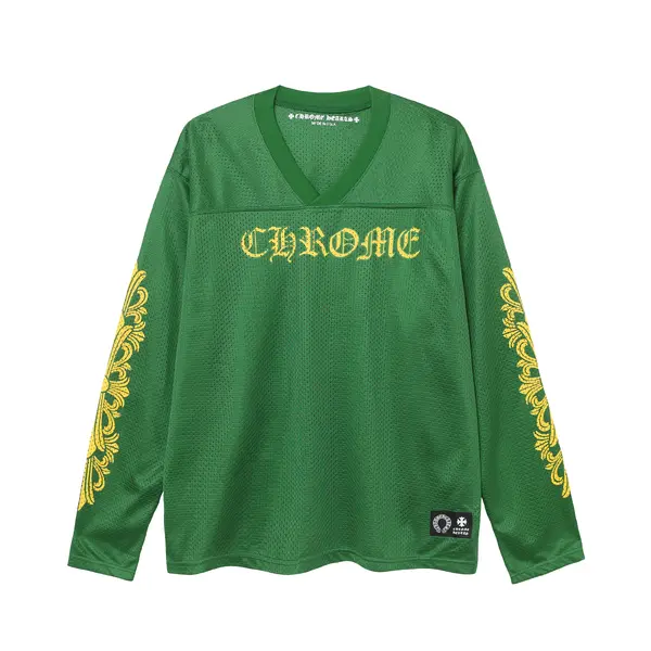 Chrome Hearts Ice Hockey Collection Silver-Plated Floral Sleeve Long Sleeve T-Shirt - Unisex Green