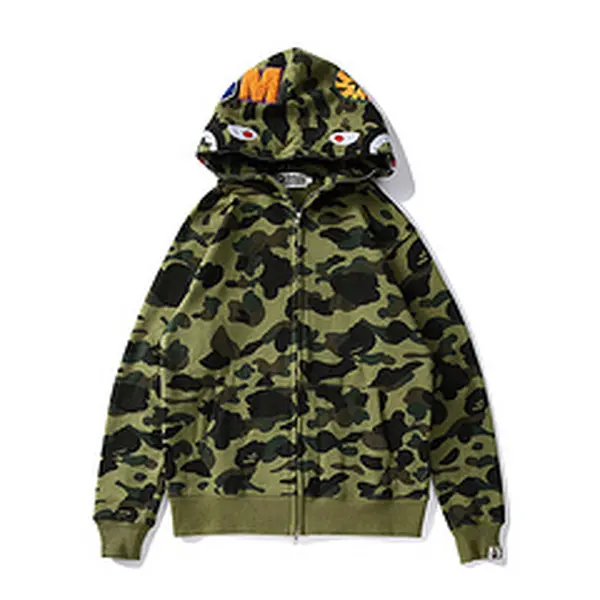 BATHING APE SS23 Color Camo Shark Full-Zip Hoodie – Men's Color Camouflage Shark Pullover Jacket