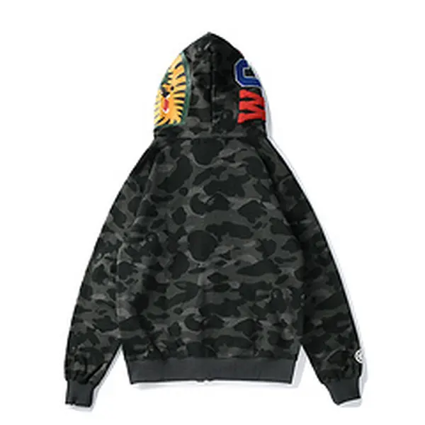 BATHING APE SS23 Color Camo Shark Full-Zip Hoodie – Men's Color Camouflage Shark Pullover Jacket