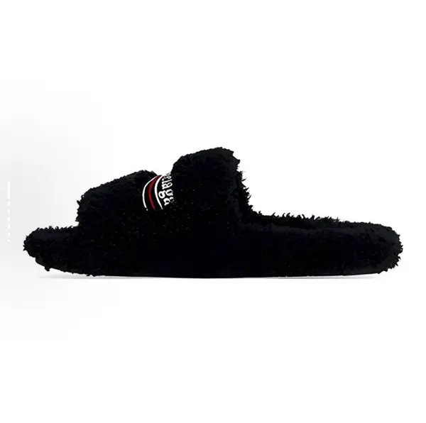Balenciaga Furry Comfortable and Versatile Slippers / House Slippers in Black