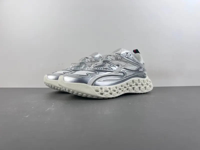 Gucci Cub3d Sneakers "Silver-White Demetra" – Style No. 819709-FAEIV-8149 (Authentic)