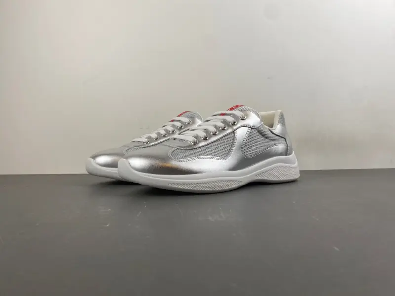 Prada America, silver-grey, white knee-length leather
