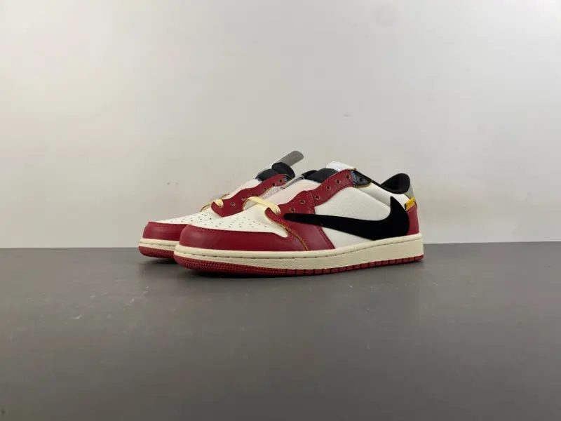 Travis Scott x Air Jordan 1 Low (White/Black/Red/Yellow) - Reverse Swoosh Low  DM7866-600
