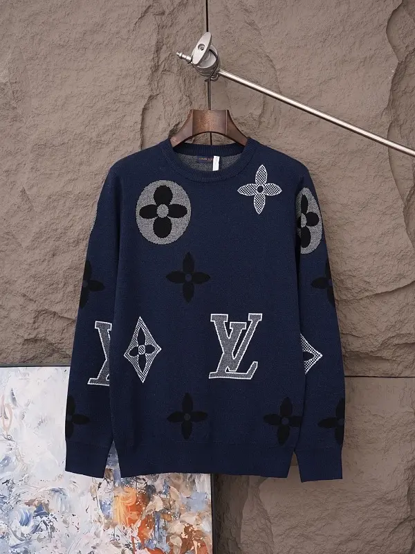 LV Intarsia Crew-Neck Wool Sweater
