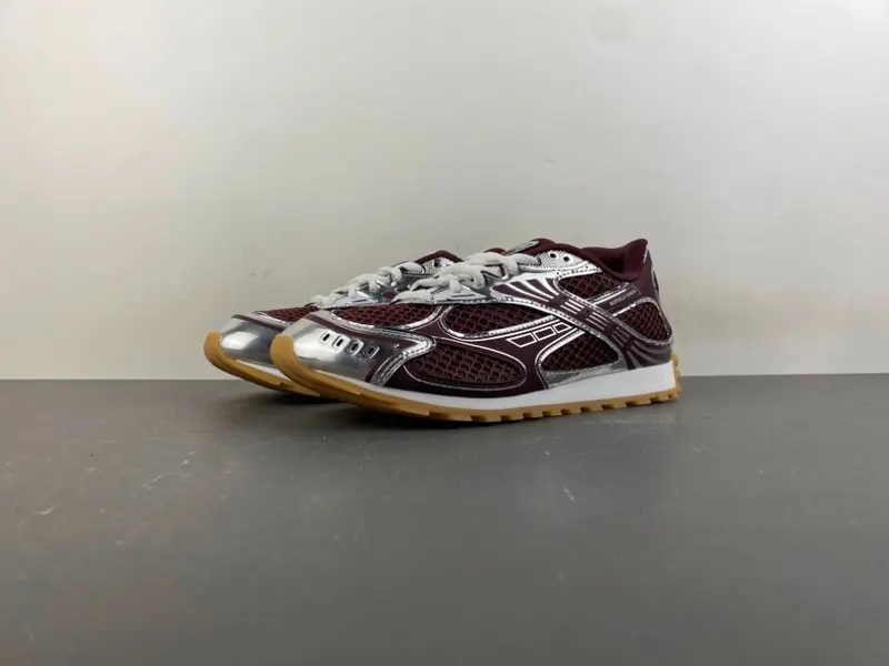 Bottega Veneta Orbit Sneakers (Dark Red/Silver) – Style No. 741357 V2X40 2245