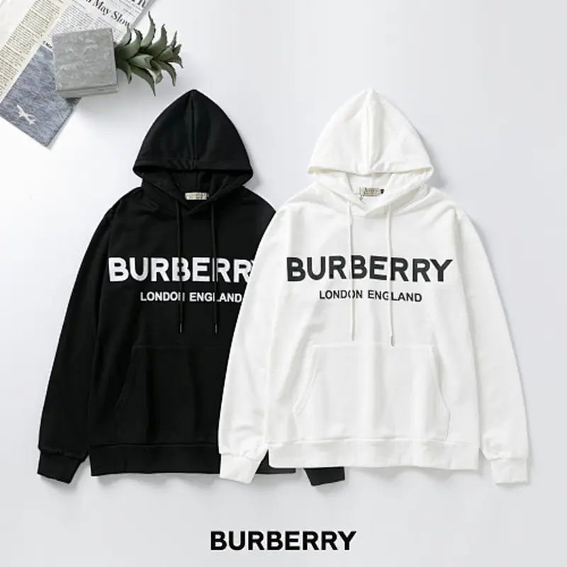Burberry 100% Cotton Sweatshirt with Fleece Terry Cloth - High-Quality Hooded Sweatshirt