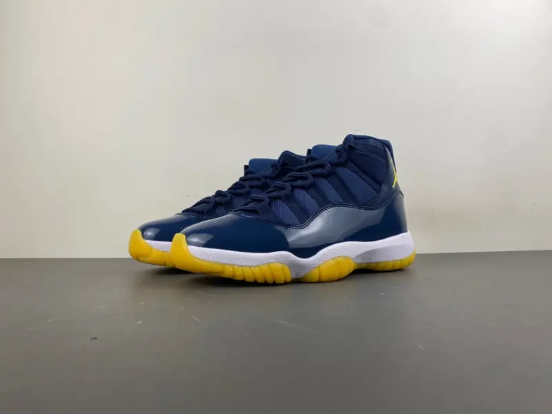 Air Jordan 11 Retro Legend Blue, White, Midnight Blue, White, and Yellow (Style Code: AT7802-115)