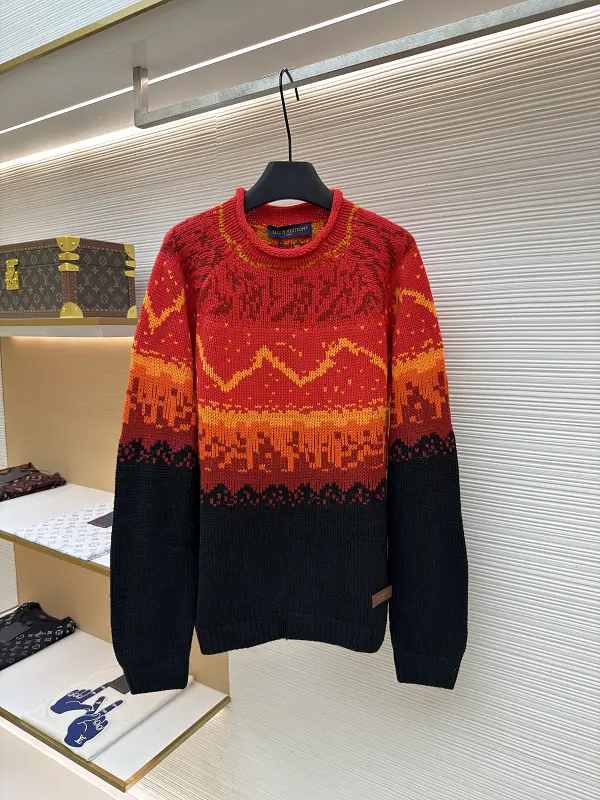 LOUIS VUITTON monogram patchwork jacquard chunky knit wool sweater