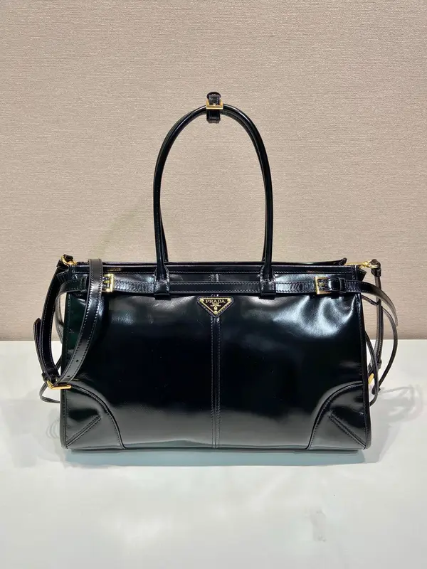 Pr*da Bonnie large leather handbag