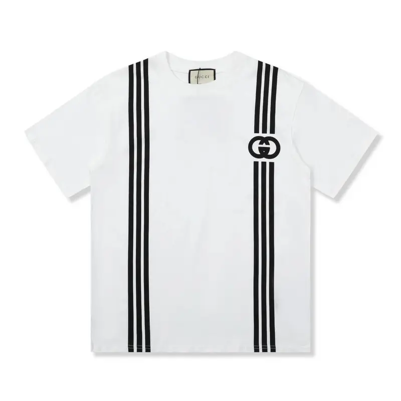 Gucci  23SS double G vertical stripe foam printed t-shirt