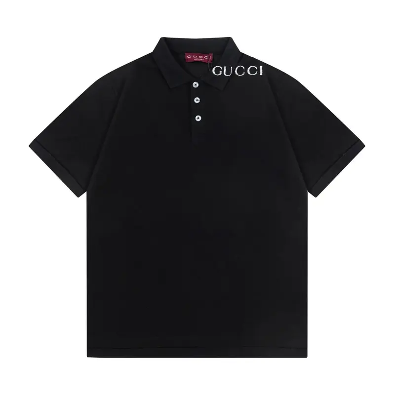 Letter Print with Contrast Collar Polo Shirt