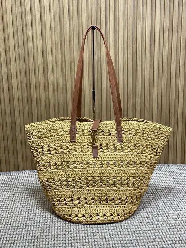 YSL straw tote basket, pure handmade. 685618 Size: 55*31*28cm