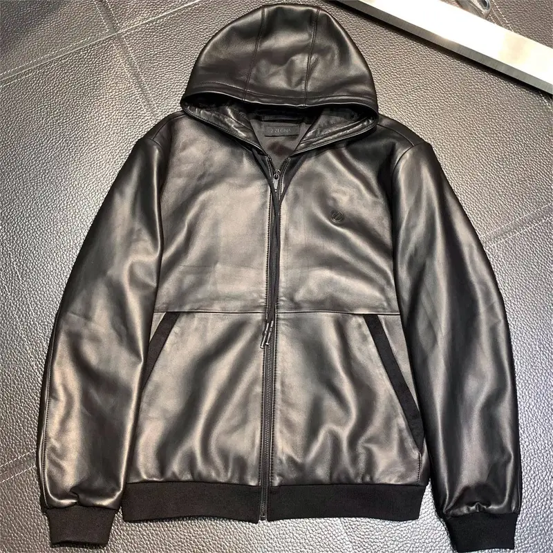 Zegna hooded leather jacket