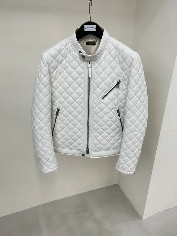 Tom Ford 23 catwalk style slim stand collar leather jacket