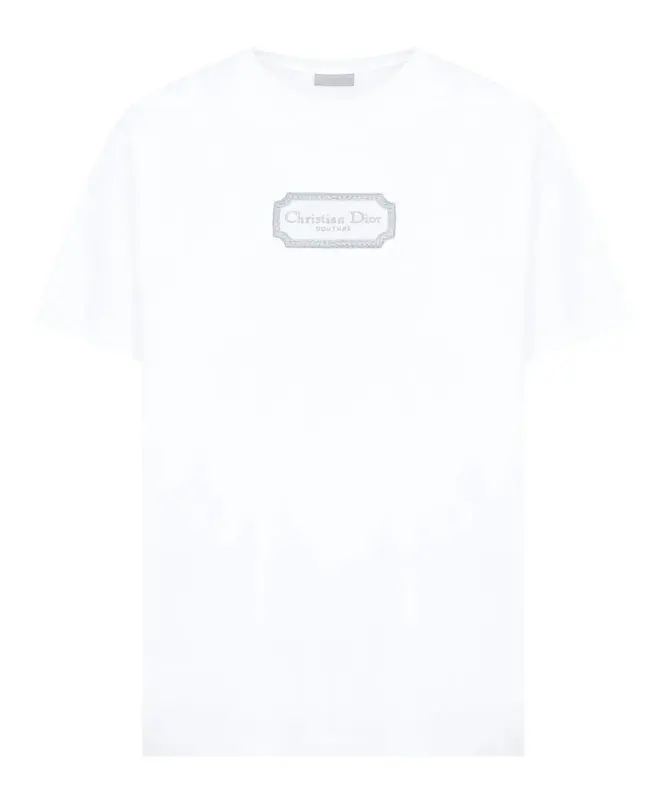 Rectangular Brand Print Crewneck T-Shirt