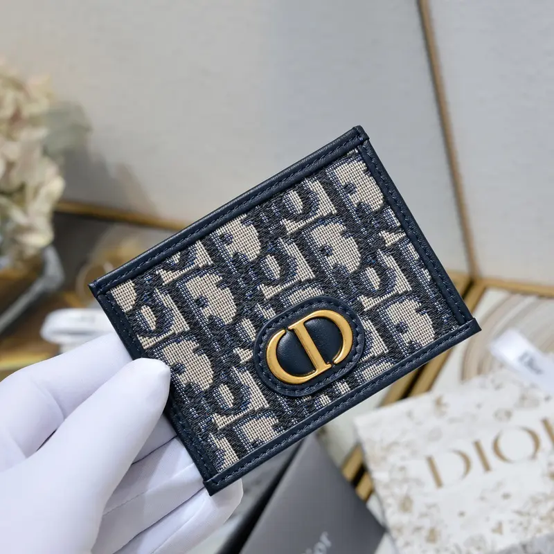 Dior 30 Montaigne Freesia Card Holder Blue Dior Oblique Jacquard