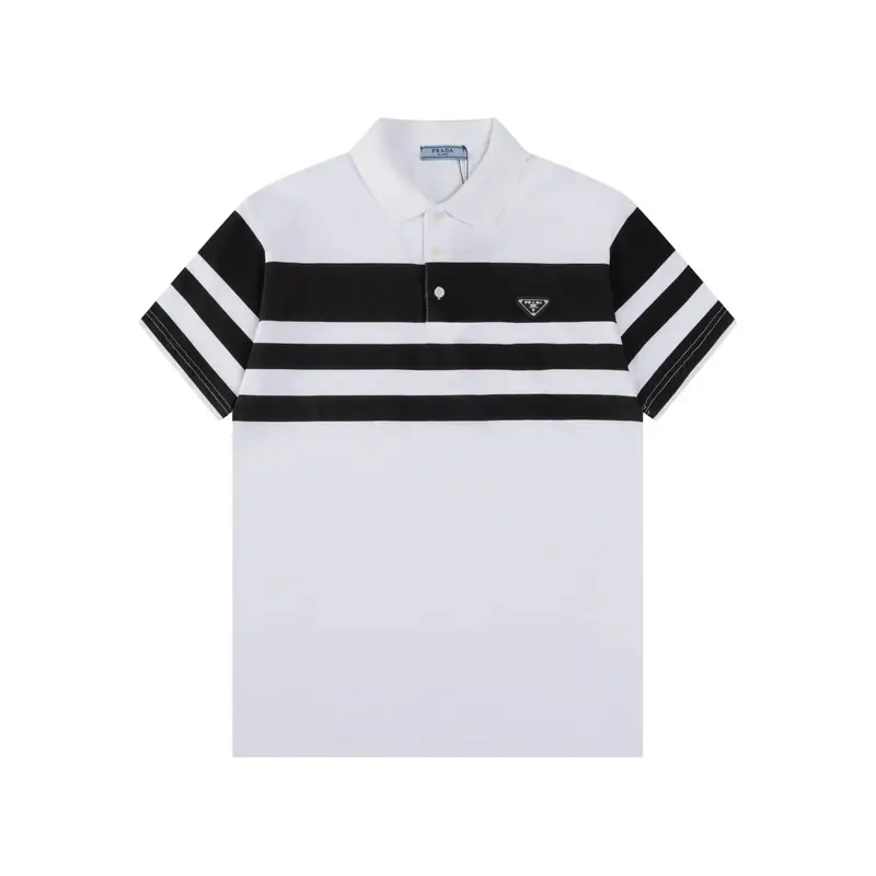 Stripe Stitching Polo T Shirt
