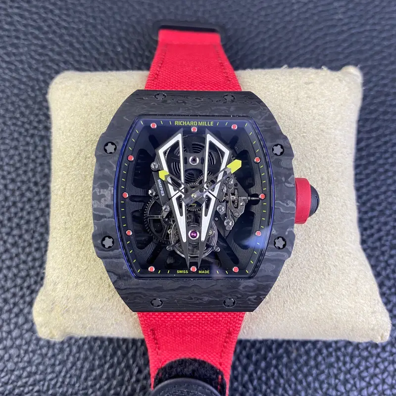 Richard Miller Tourbillon watch has invested heavily in the RM27-03 Tourbillon movement, which is integrated with the NTPT carbon fiber case to create the lightest Tourbillon watch in the industry.