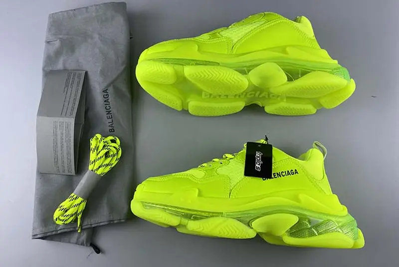 BALENCIAGA TRIPLE S CLEAR SOLE L.FREE DOU.FOAM/NOT WASHED SO FLUO YELLOW 541624 W2FF1 5842