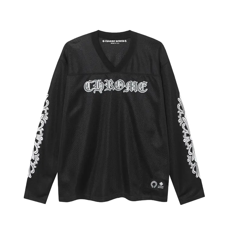 Chrome Hearts Ice Hockey Collection Silver-Plated Floral Sleeve Long Sleeve T-Shirt - Unisex Black