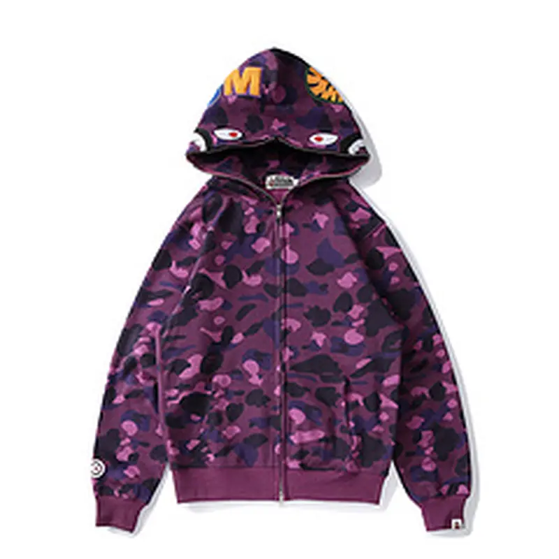 BATHING APE SS23 Color Camo Shark Full-Zip Hoodie – Men's Color Camouflage Shark Pullover Jacket