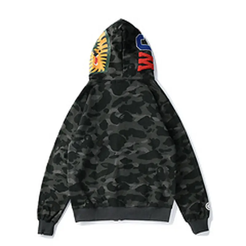BATHING APE SS23 Color Camo Shark Full-Zip Hoodie – Men's Color Camouflage Shark Pullover Jacket