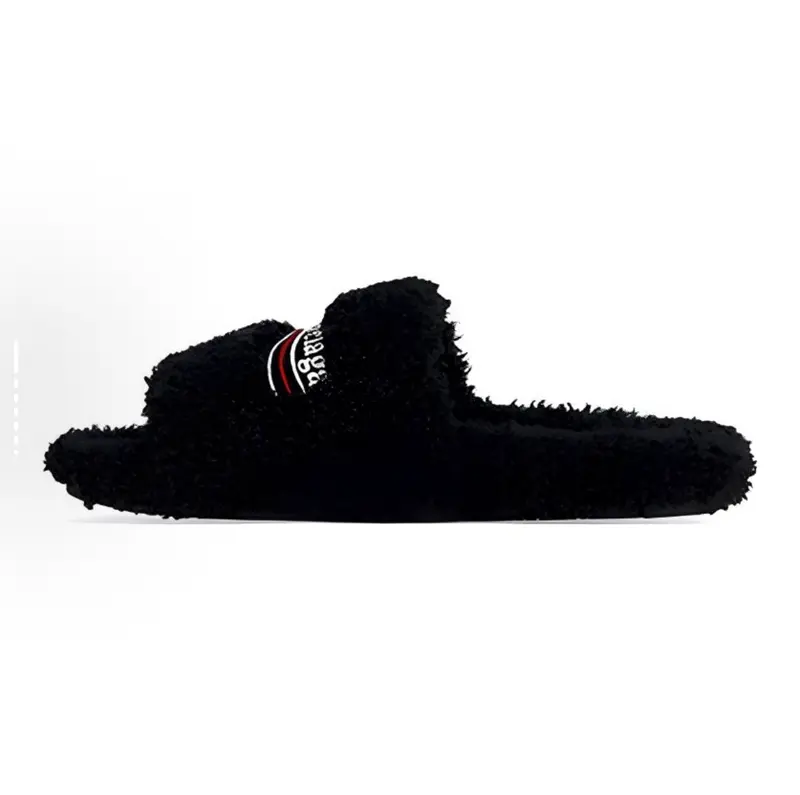Balenciaga Furry Comfortable and Versatile Slippers / House Slippers in Black